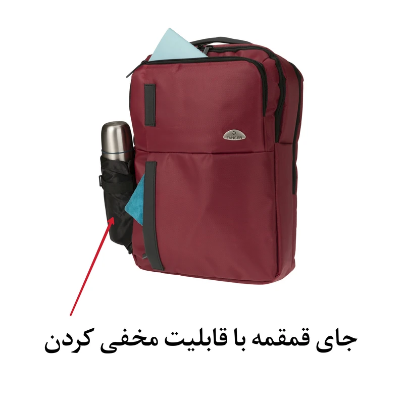 کوله پشتی لپ تاپ تنسر (Tancer) مدل 112 – مناسب 15 اینچ (رنگ قرمز تیره)	